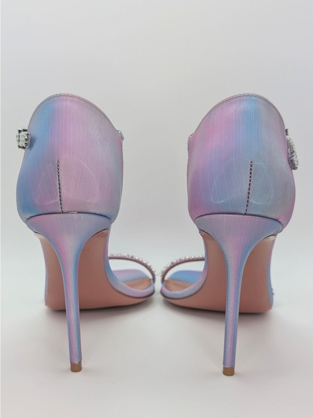 NWT Amina Muaddi Ursina Crystal Heels Sandals Rainbow IT 38 NIB Authentic - Picture 10 of 16
